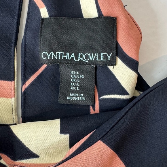 Cynthia Rowley Navy Pink Floral Spaghetti Strap Midi Dress Resortwear Size Large - Picture 6 of 8